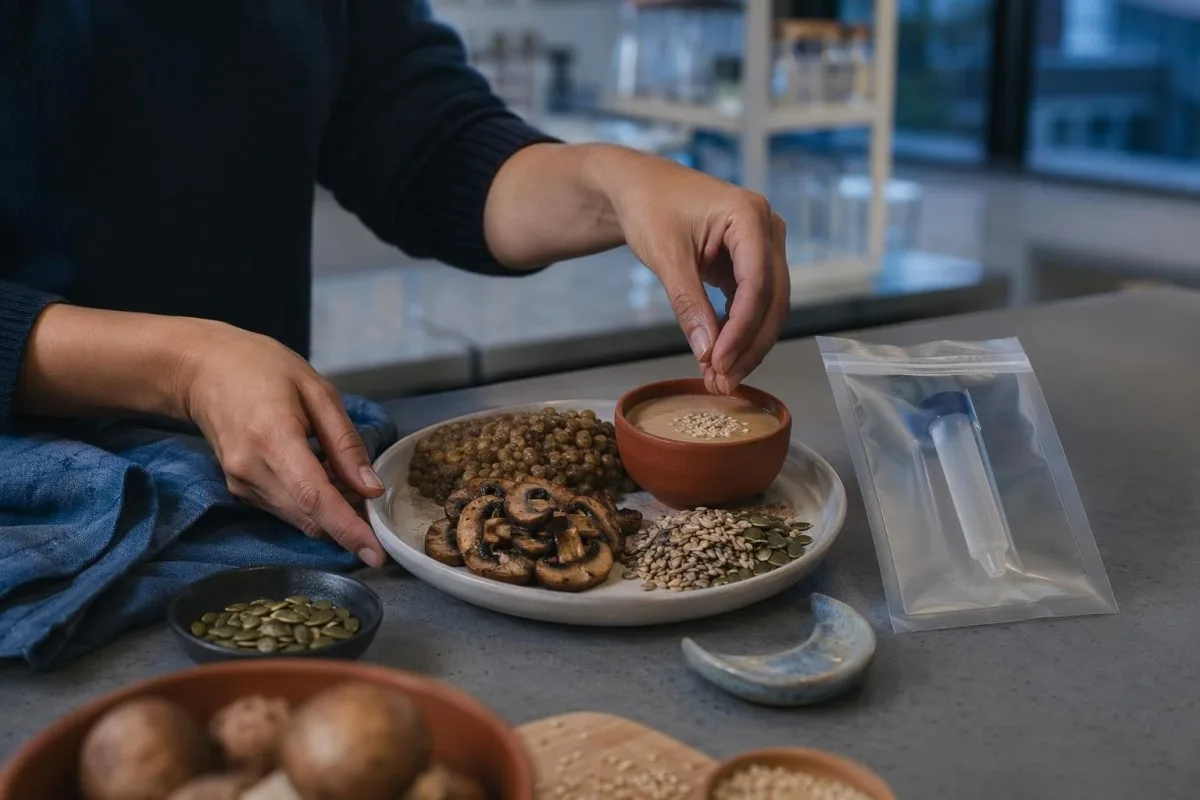 Продукты, богатые медью, рядом с моделью кишечного пути всасывания