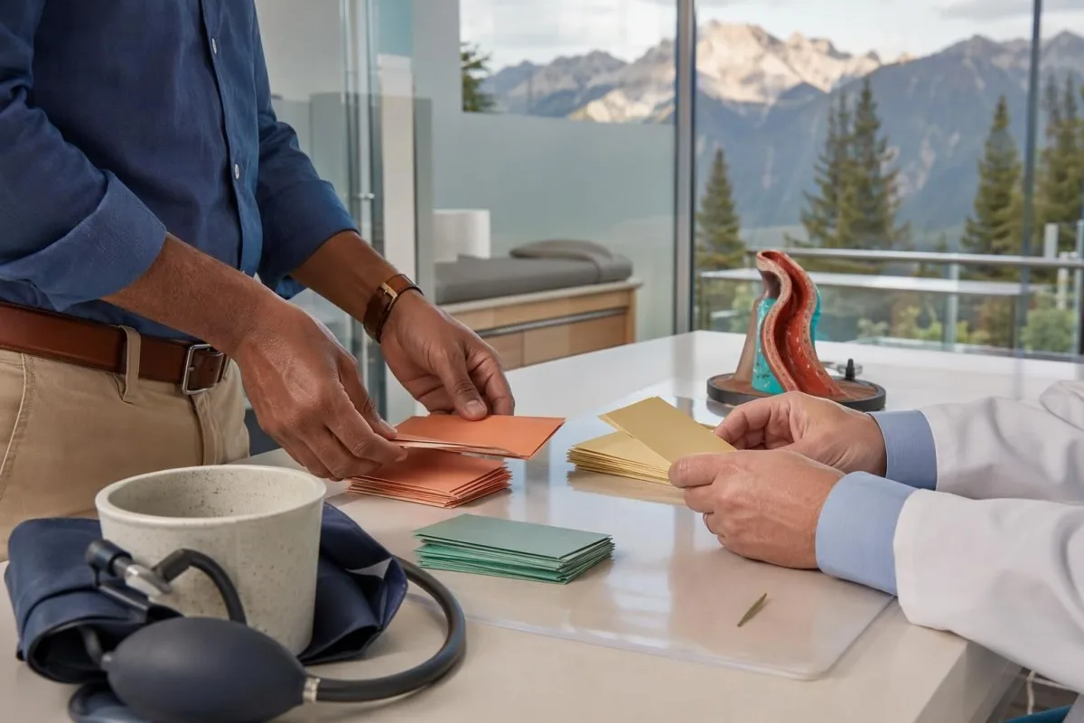 المدى الطبيعي لكوليسترول LDL للرجال مُبيَّن في مشهد استشارة مخاطر القلب والأوعية الدموية السريرية