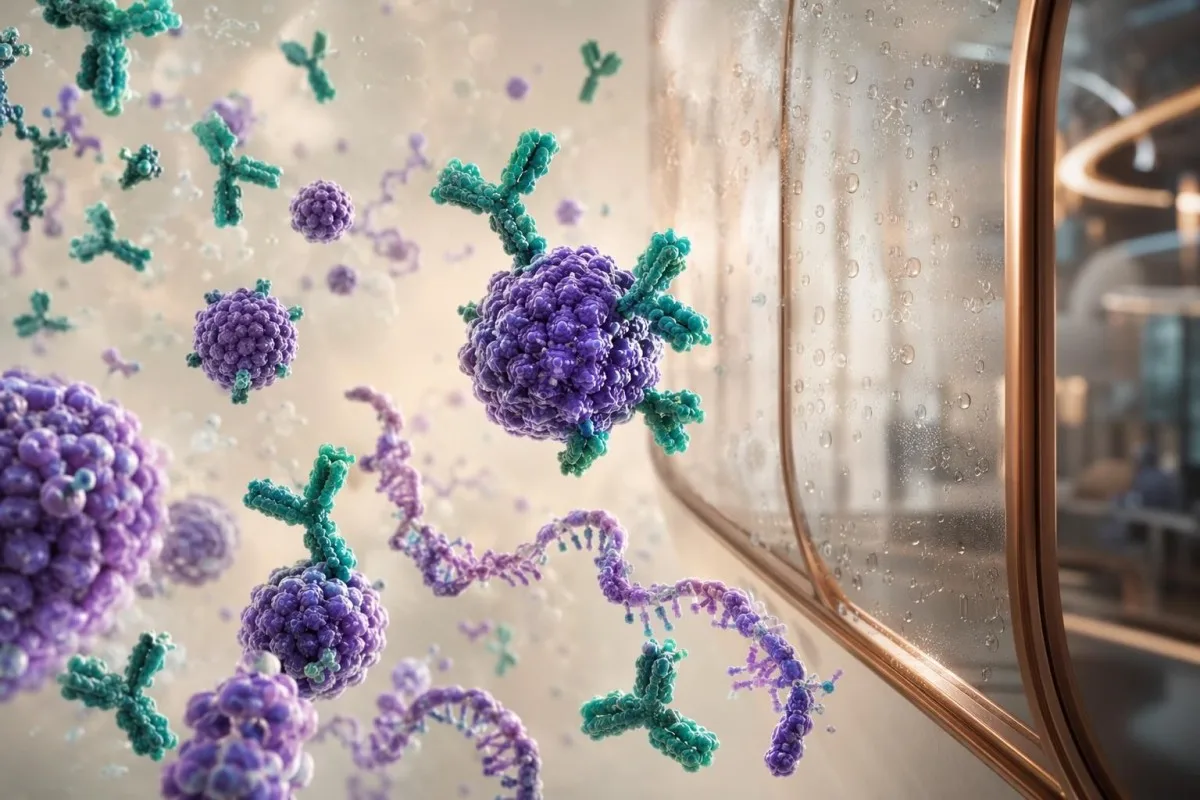 Analyzer imunassay pada tes darah IMS yang memproses sampel laboratorium untuk penanda antigen dan antibodi HIV