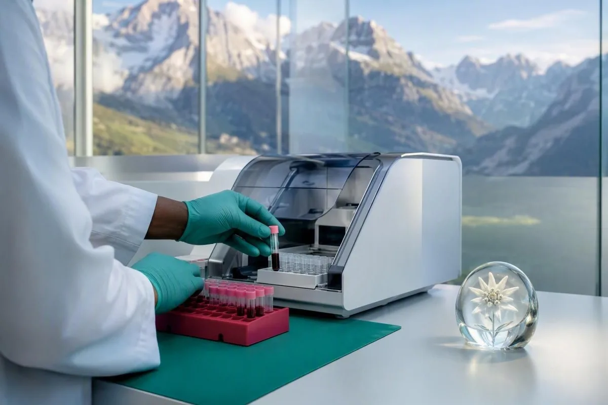 Vitamine B12 versus folaat-testplan getoond met georganiseerde laboratoriumaanvraagitems en een monsterverwerkingsworkflow