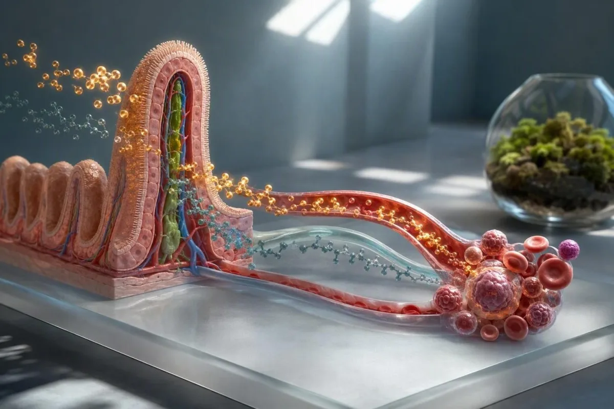 Causes de folat feble mostradas coma via d’absorpcion intestinala e de folat dins la medul·la òssia