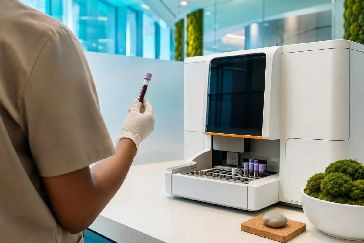 Low lymphocytes symptoms context with a clinician preparing a CBC differential laboratory sample