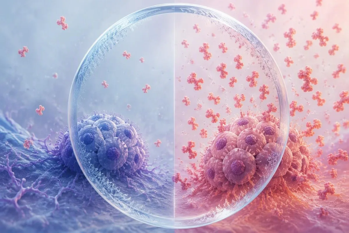 CA 15-3 testresultater som viser variabel MUC1 markørfrigjøring i cellulær laboratorievisualisering