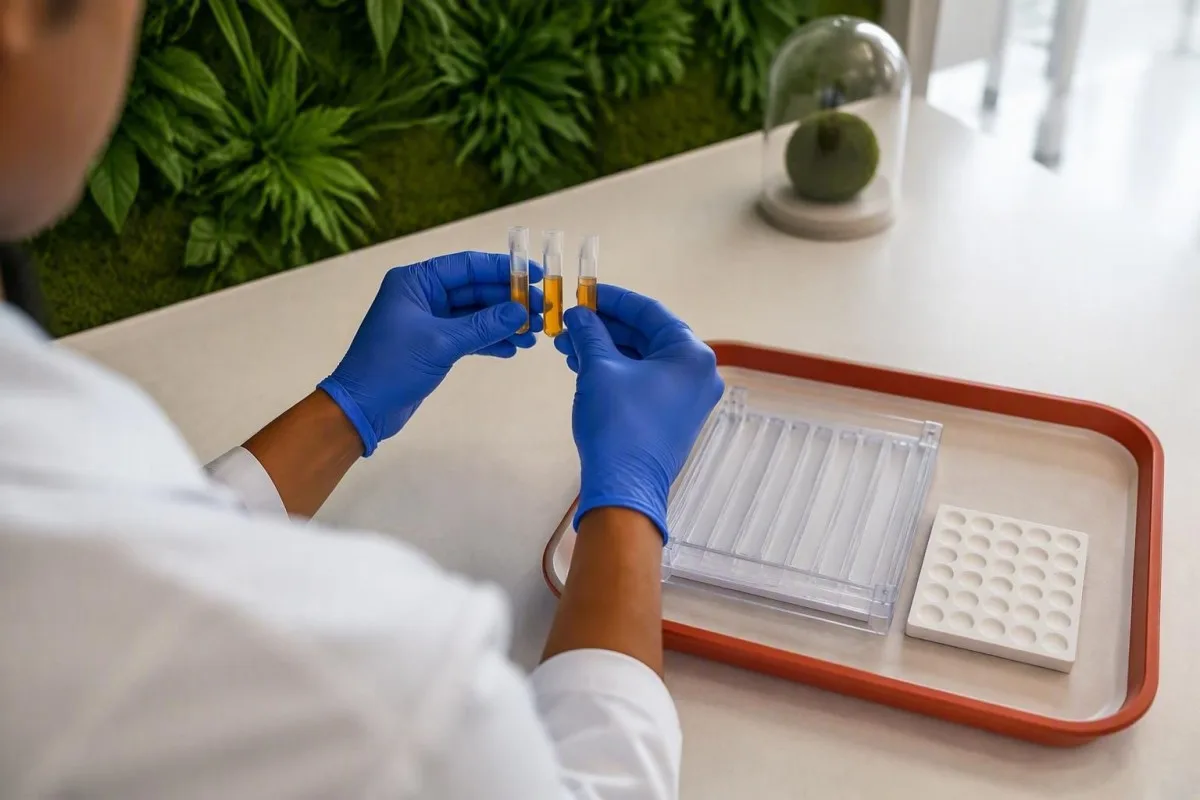 Kuvet immunoassay saha tip pipet ingkang dipunpasangaken dipun-siapaken kanggé tes rantai ringan