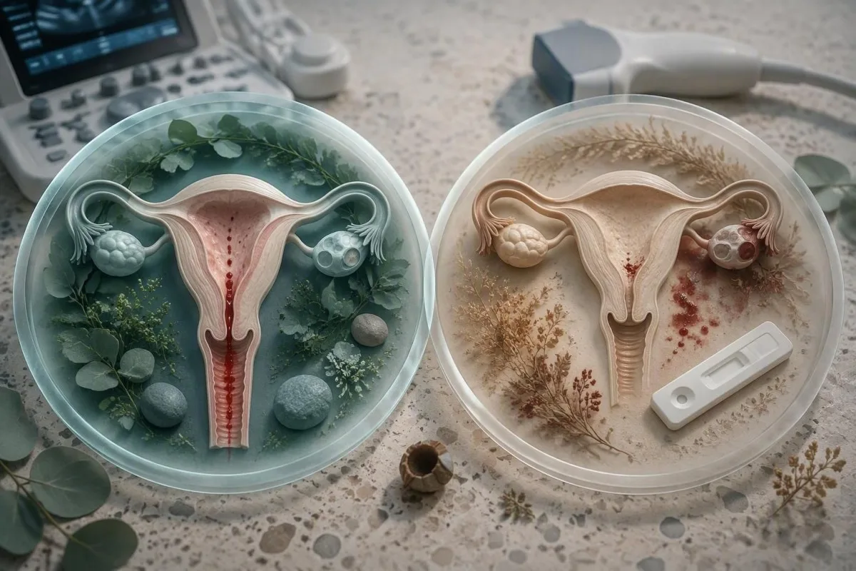 Årsager til kraftig menstruationsblødning sammenlignet efter cyklus timing, blodpropper og akut graviditetstestning