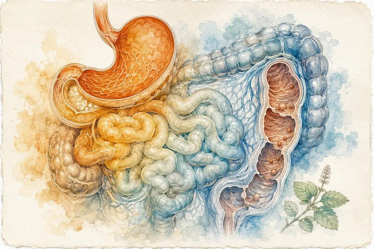 Malalta feritino simptomoj ruĝa-flago taksado kun feka testa ilo kaj gastro-intesta anatomia modelo