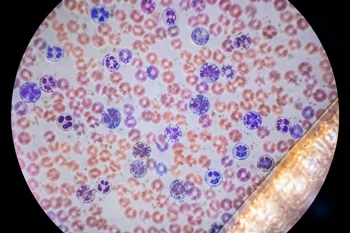 Maturazione sequenziale dei reticolociti dopo trattamento con ferro mostrata attraverso elementi cellulari progressivamente emoglobinizzati