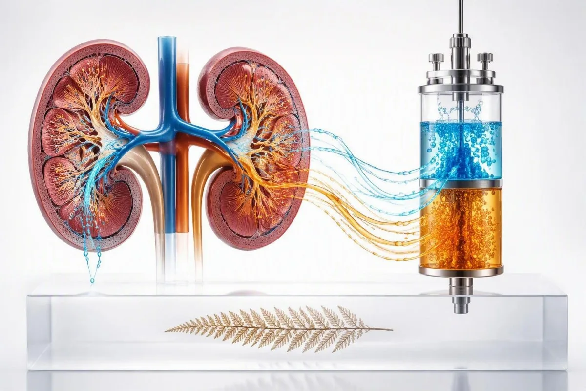 Clinico che esamina le tendenze longitudinali di sodio, glucosio e osmolalità su un tablet senza testo leggibile