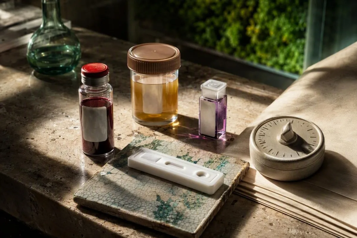 Plan för omtestning av ferritin med en vilande idrottare och scen för provtagning i laboratoriemiljö