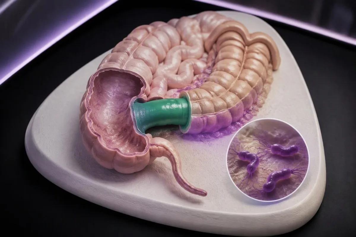 Campylobacter PCR positive — isolated ileocolonic anatomy highlighting the terminal ileum and appendix