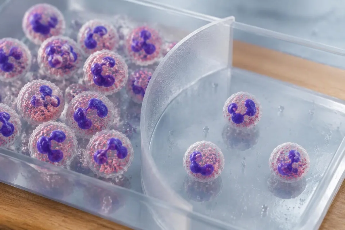Scientifically accurate mature neutrophils showing preserved cellular structure at different circulating densities
