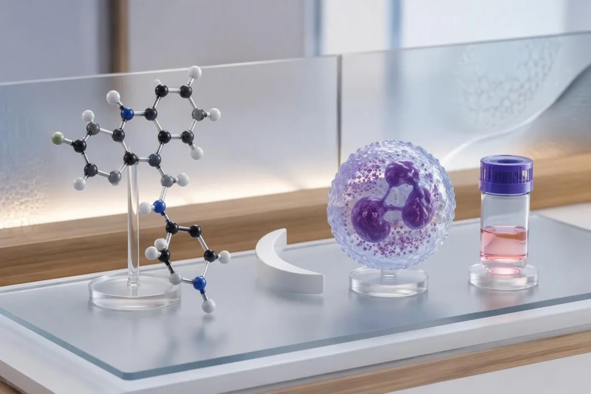 Accurate clozapine molecular model beside separate neutrophil and concentration-assay models