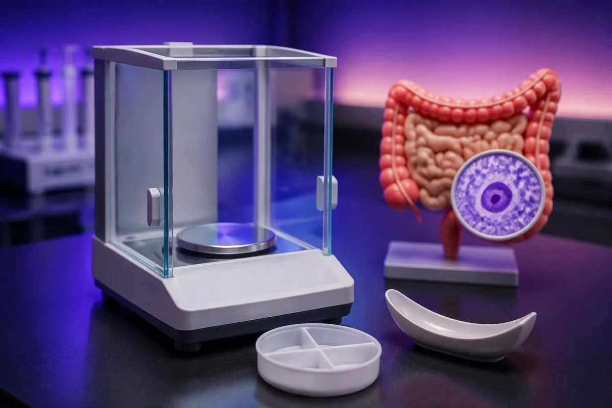 Pharmacy precision balance and divided-dose packaging for clinician-selected parasite medication