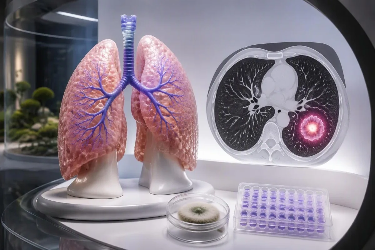 Galactomannan Test Positive: Serum, BAL and False Alarms 11 Galactomannan test positive — isolated lung model with CT-style findings and fungal testing