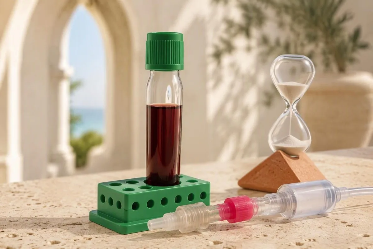 Gentamicin Levels: Peak, Trough and Kidney Safety Guide 9 Gentamicin levels timed sampling illustrated with a specimen, infusion connector, and hourglass