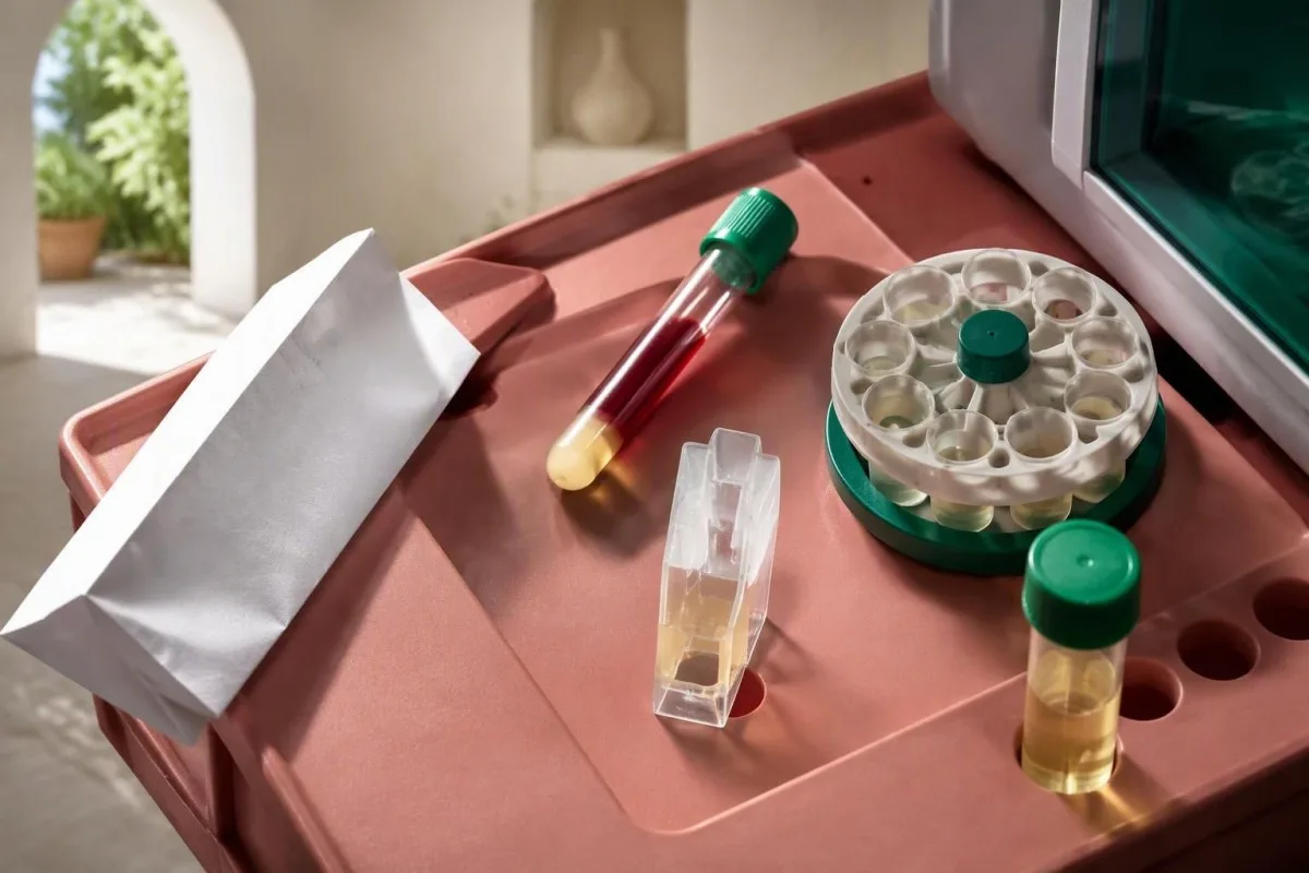 Gentamicin Levels: Peak, Trough and Kidney Safety Guide 3 Gentamicin levels measured with an immunoassay cuvette beside a renal monitoring sample