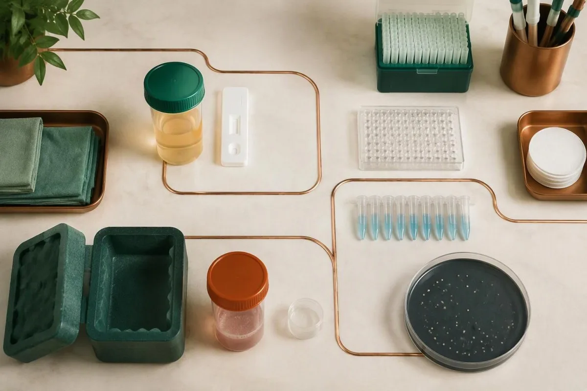 Paired urine and respiratory specimens with PCR materials and a charcoal Legionella culture plate