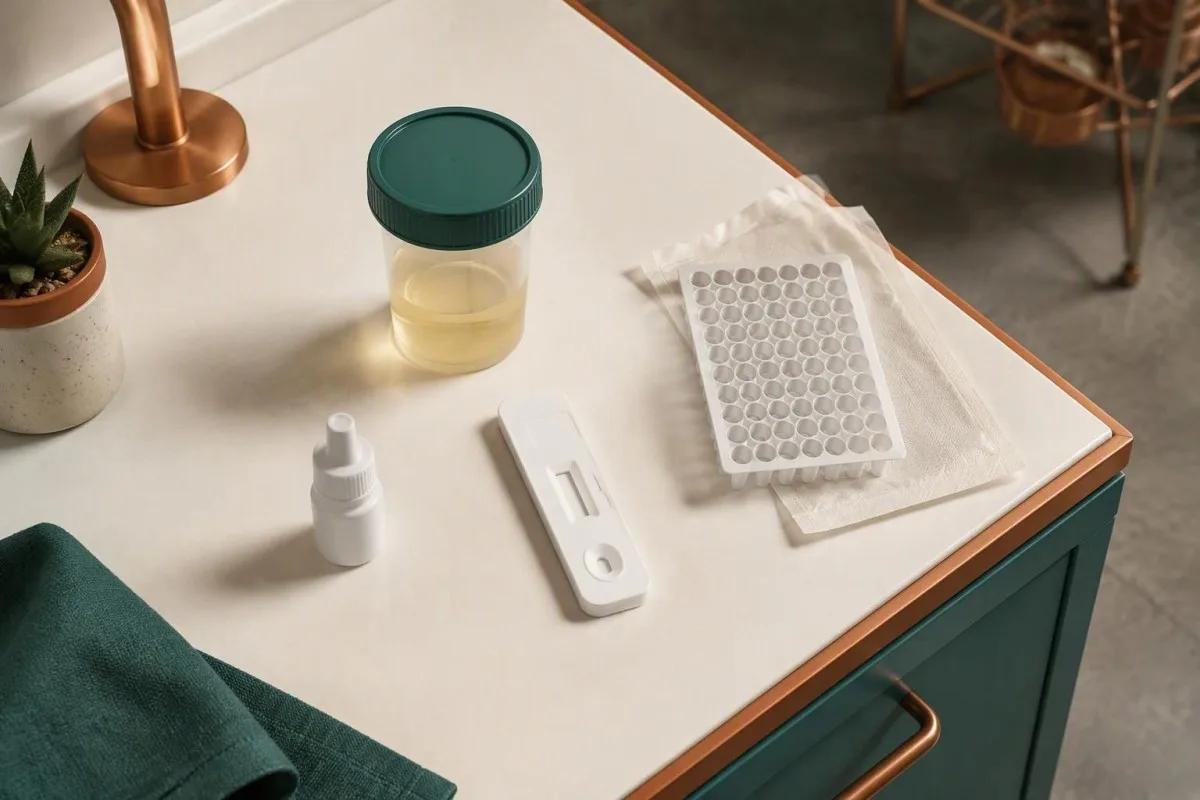 Legionella urine specimen and immunoassay equipment illustrating laboratory accuracy and interpretation
