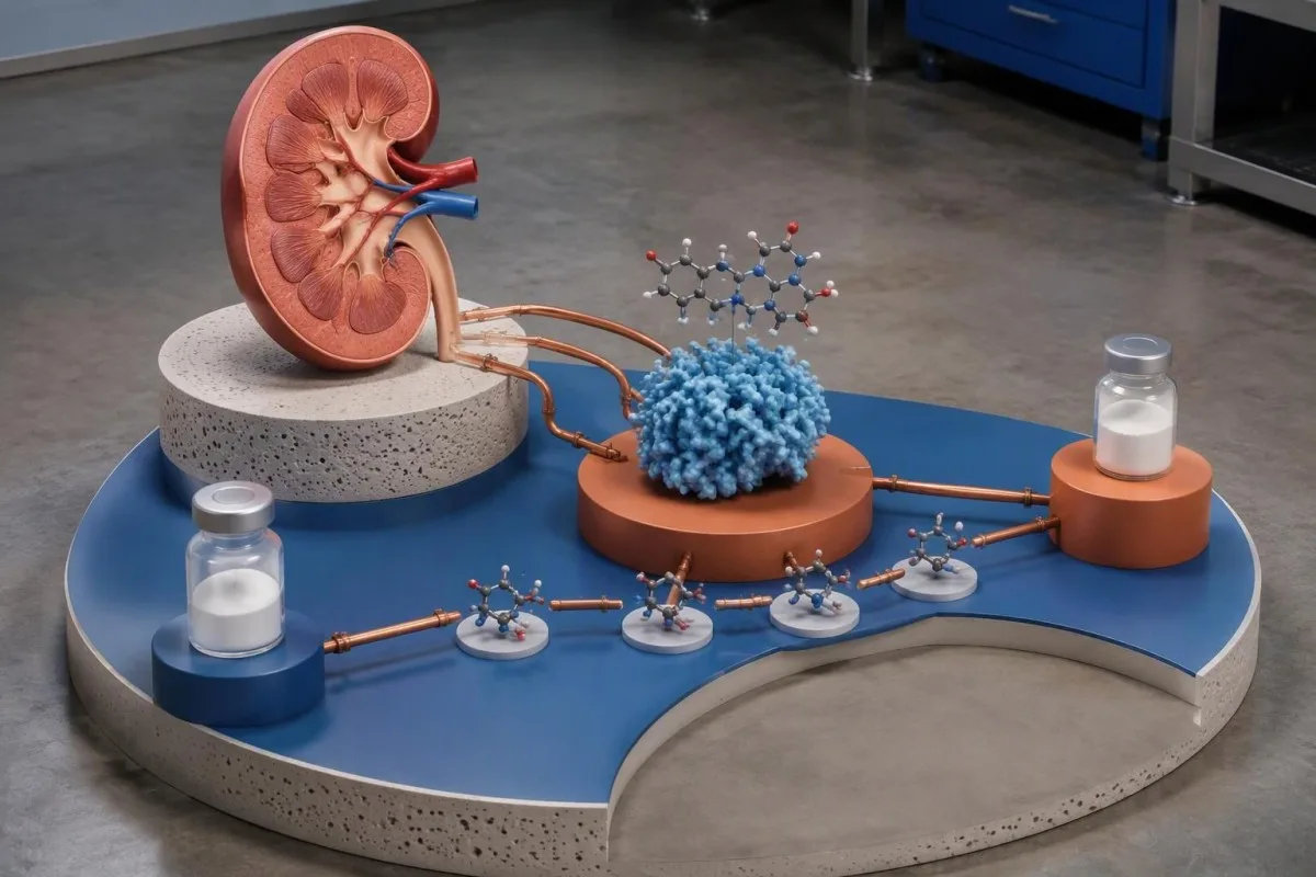 Methotrexate Levels: Delayed Clearance and Rescue Care 10 Methotrexate levels pathway showing enzymatic drug breakdown alongside a renal clearance model