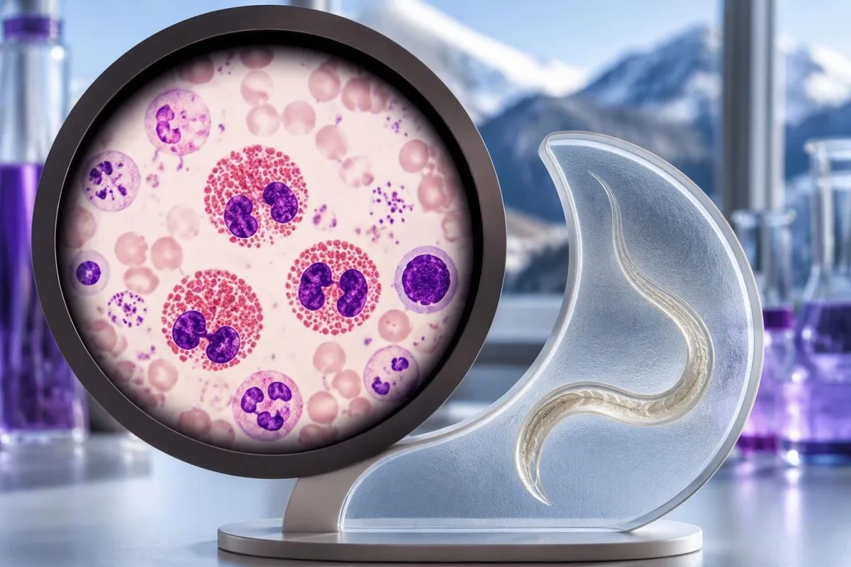 Toxocara Antibodies: When a Positive Result Needs Care 8 Toxocara antibodies supporting assessment with eosinophils shown in a stained cellular slide