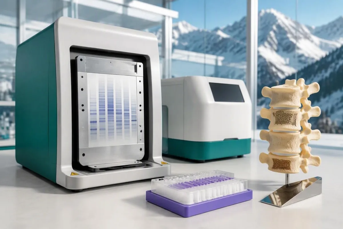 VEGF Blood Test: High Levels, Sampling and POEMS Clues 13 VEGF blood test follow-up illustrated with protein electrophoresis equipment and skeletal imaging models