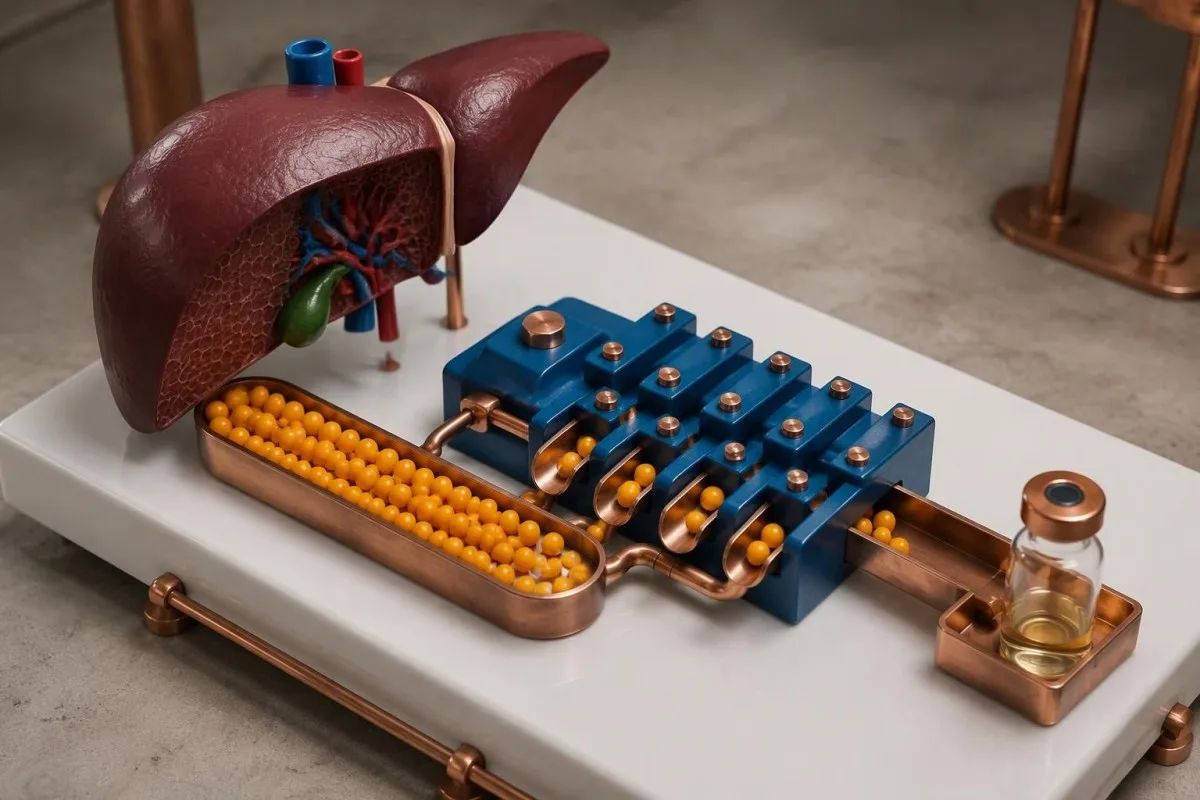 Voriconazole Trough: Timing, Targets and Dose Safety 8 Voriconazole trough metabolism diorama showing an isolated liver and a limited-capacity enzyme model