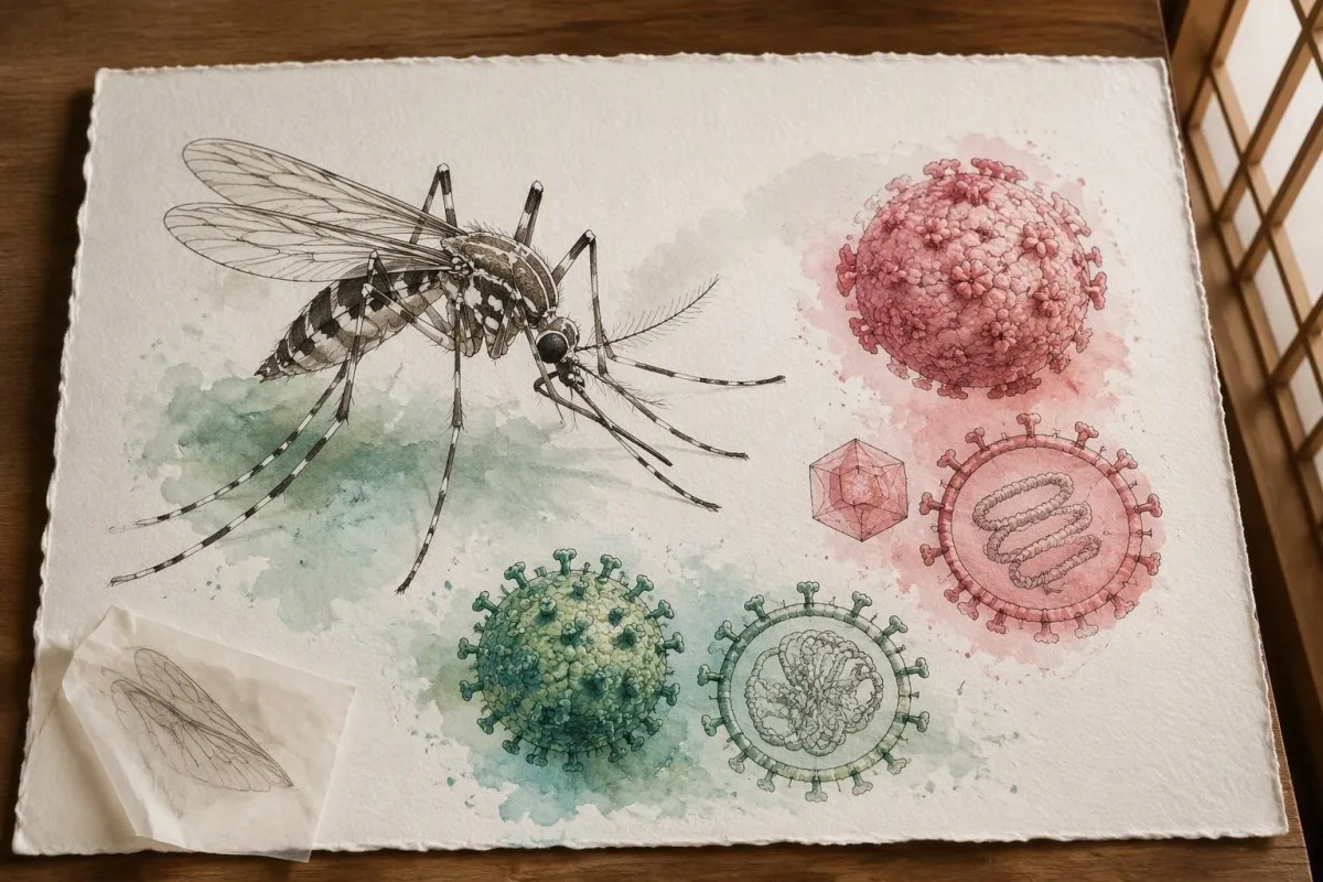 Zika Test Results: Understanding PCR, IgM and False Positives 13 Zika test results illustrated alongside Aedes mosquito anatomy and mosquito-borne virus comparisons
